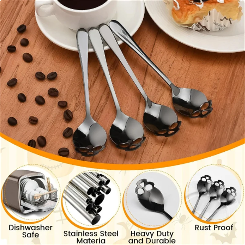 1PCS Coffee Spoon Creative Skull Shape Teaspoon Stainless Steel Tableware Dessert Coffee Scoop For Tea Sugar Christmas Gifts view 3
