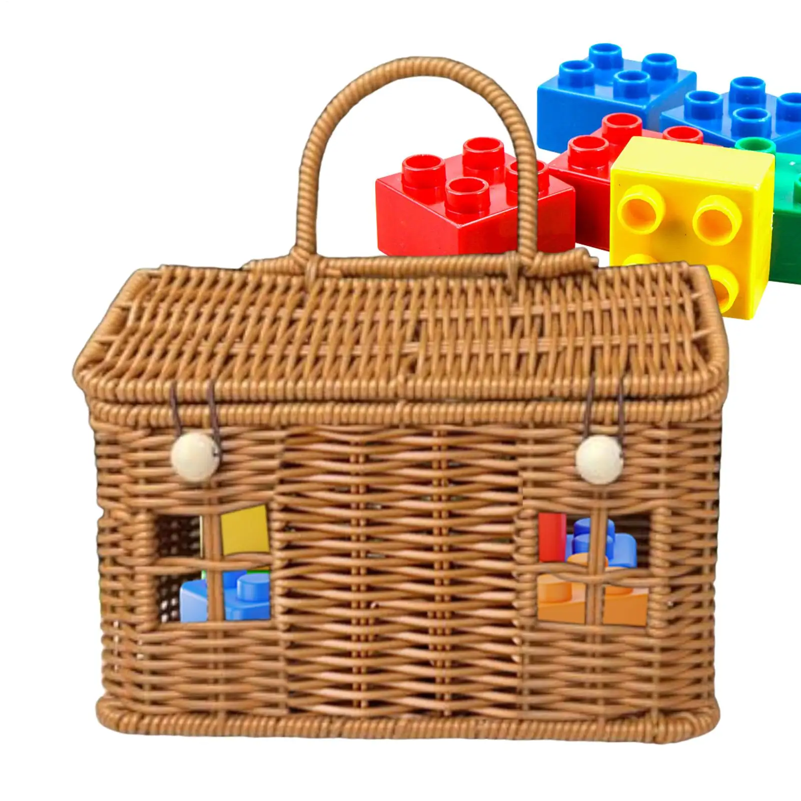 

Корзина для хранения из ротанга, креативный органайзер, деревенский декор, корзины из ротанга с крышкой для организации шкафа, кладовой, прачечной, детской комнаты