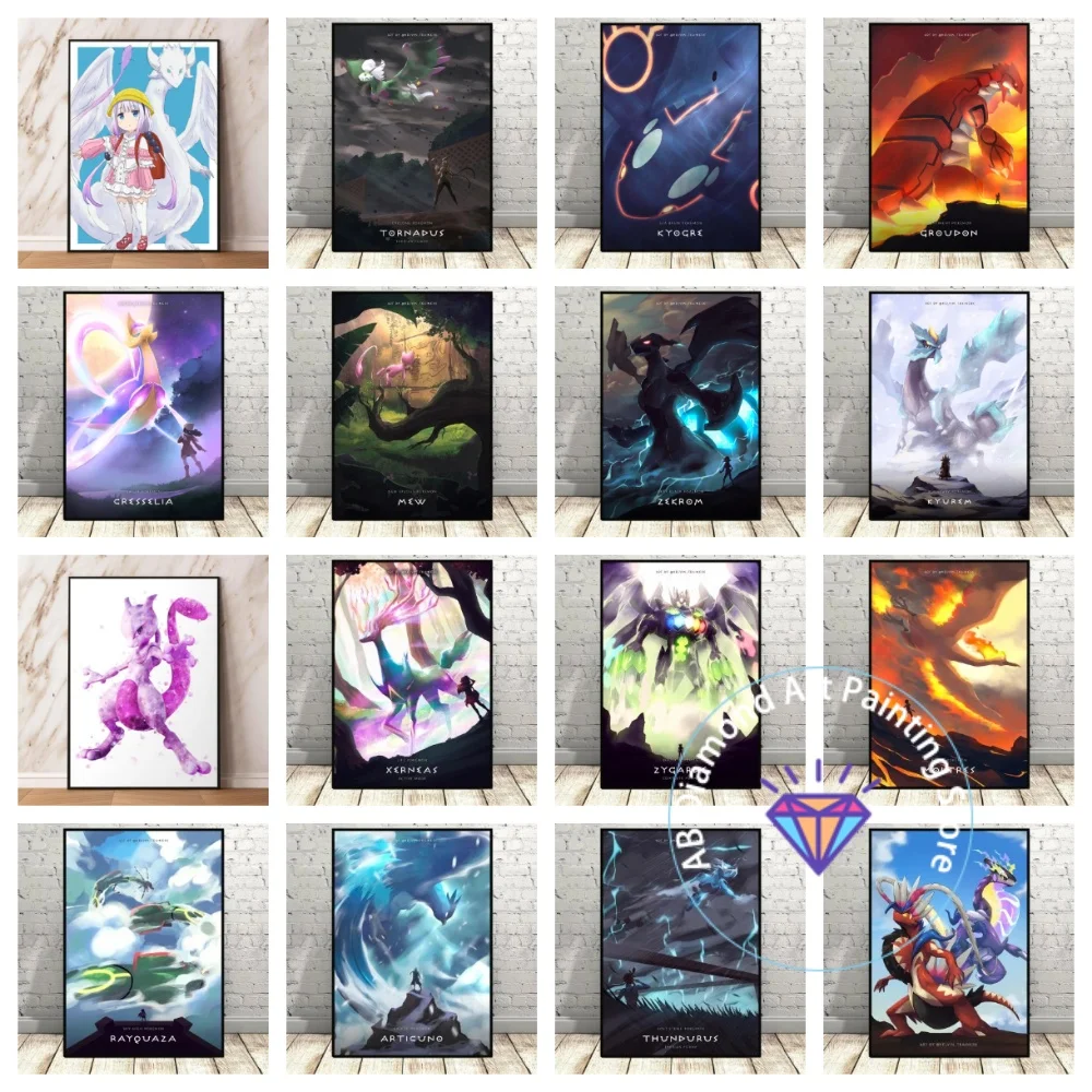 

Pokemon Mew Square Round AB Diamond Painting Kit 5D DIY Diamond Embroidery Cross Stitch Handmade Art Gift Crafts Home Decor Gift