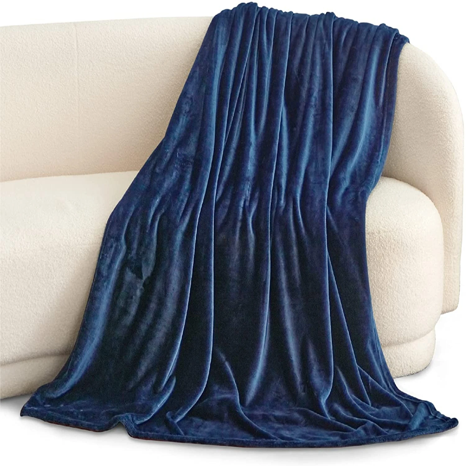 Bedding Fleece Blanket  Size 90x90 inch Luxury Bed Blanket Fuzzy Soft Blanket Microfiber - Dark Blue