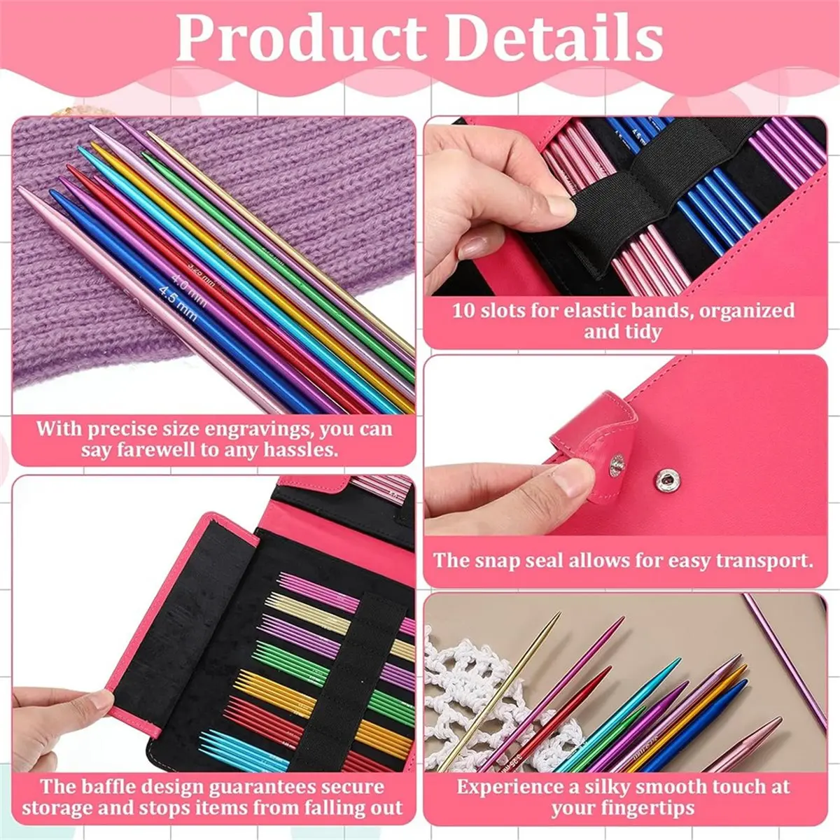 HAPPY EVER Double Point Knitting Needles Set 55 Pcs 6 Inch Aluminum Knitting Needles 11 Size Multicolor Straight Knitted Needle