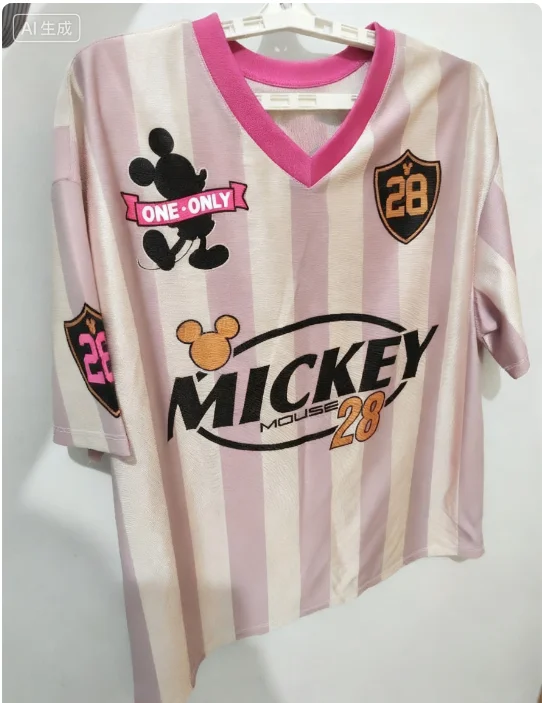 

Футболки с 3D-принтом Дисней Микки Маус, дышащие модные футболки с V-образным вырезом, полосатая спортивная футболка в уличном стиле, женская футболка