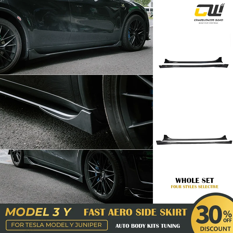 

For Tesla Model Y Juniper Model 3 2017-2025 Side Skirts Body Kits Carbon Fiber Pattern Black ABS Tunning For Tesla Accessories