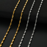 Stainless Steel Water Wave Chain Necklace For Men Women Silver Gold Color Neck Choker Collar For Pendant Jewelry DIY Accessories