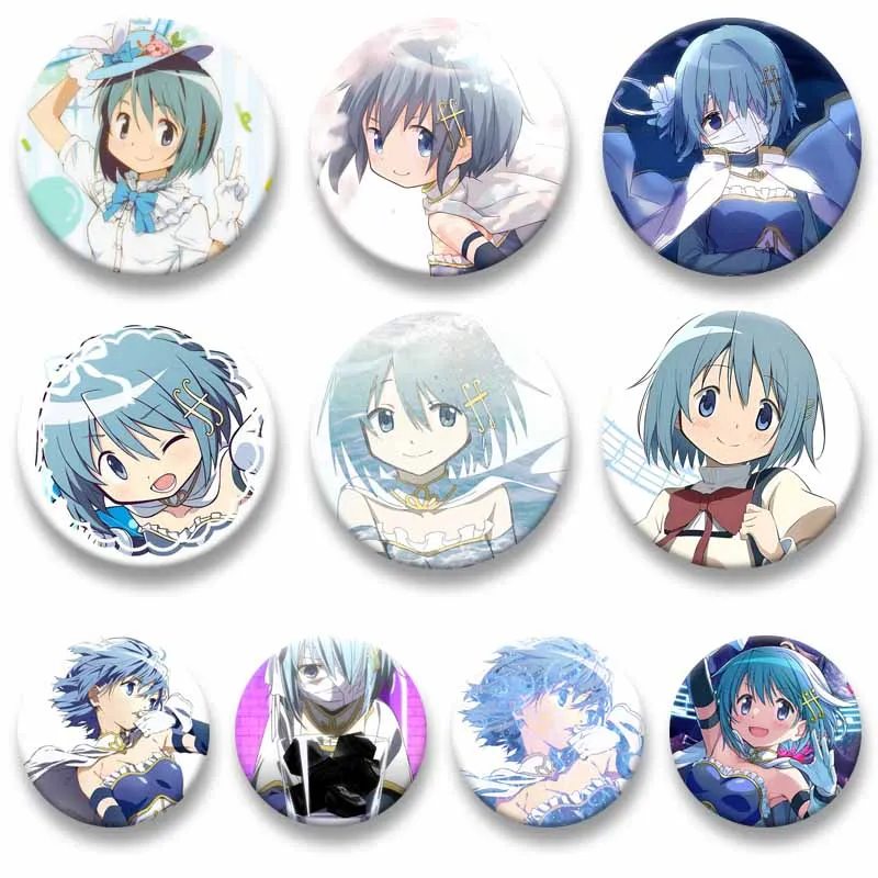 Cute Anime Puella Magi Madoka Magica Brooch on Backpack Accessories Miki Sayaka Cartoon Round Enamel Pins Jewelry Badge Ornament
