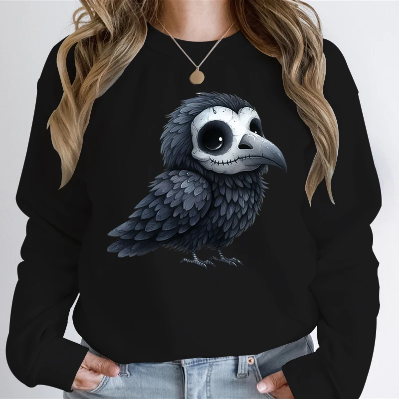 

Horror Chibi Crow Streetwear Clothing Y2k Men Women Sweatshirt Halloween Spooky Season Oversized Hoodie Harajuku Pullover Hoodie