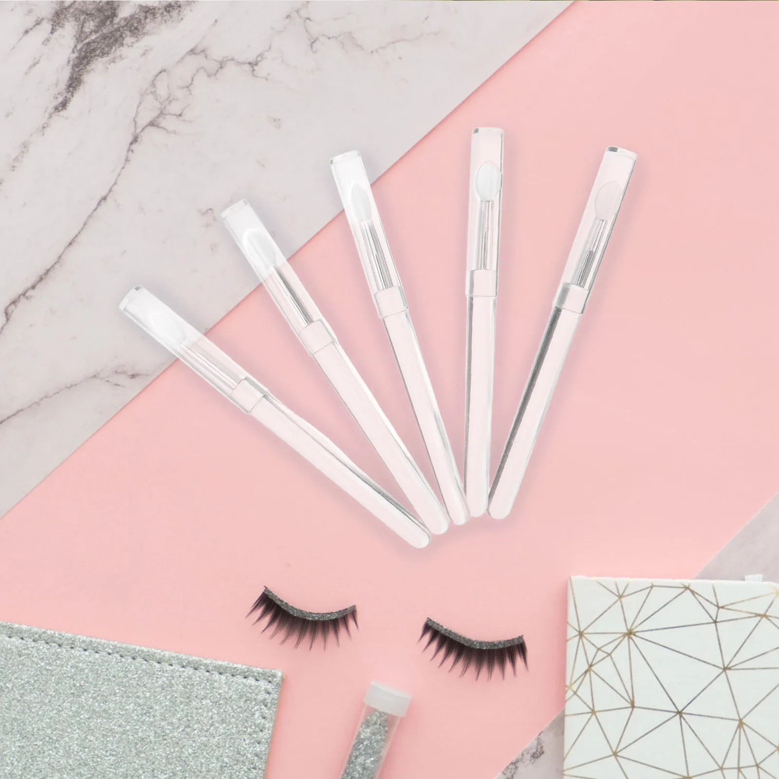 5Pcs Transparent Rod Silicone Makeup Brushes Soft Head Lipstick Wands Eyeshadow Applicators Portable Tools for Blending