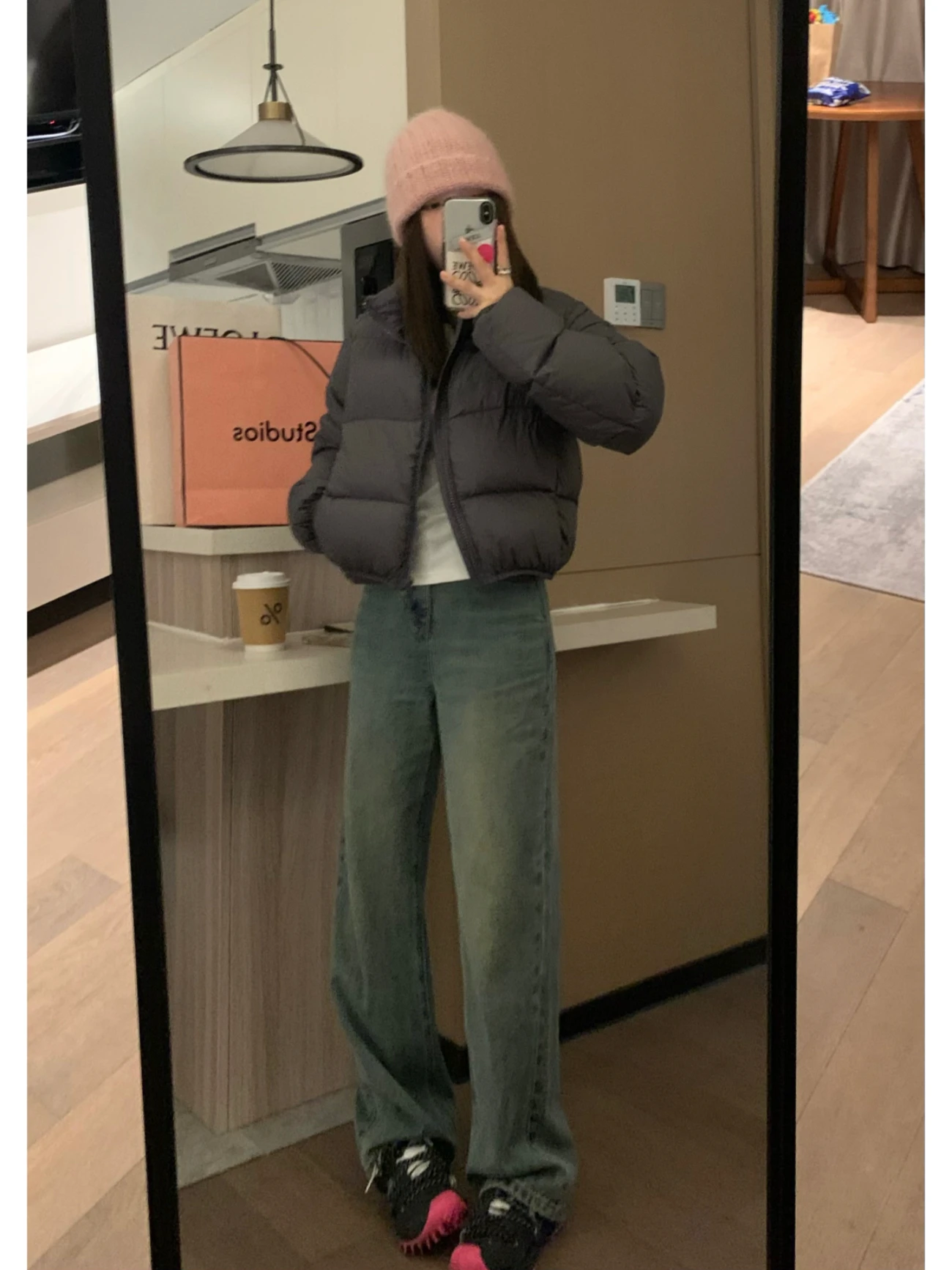 

Veee Thiened Fce Широкие джинсы Женские синие джинсовые брюки прямого кроя с высокой талией Осень-зима Широкие брюки с высокой талией