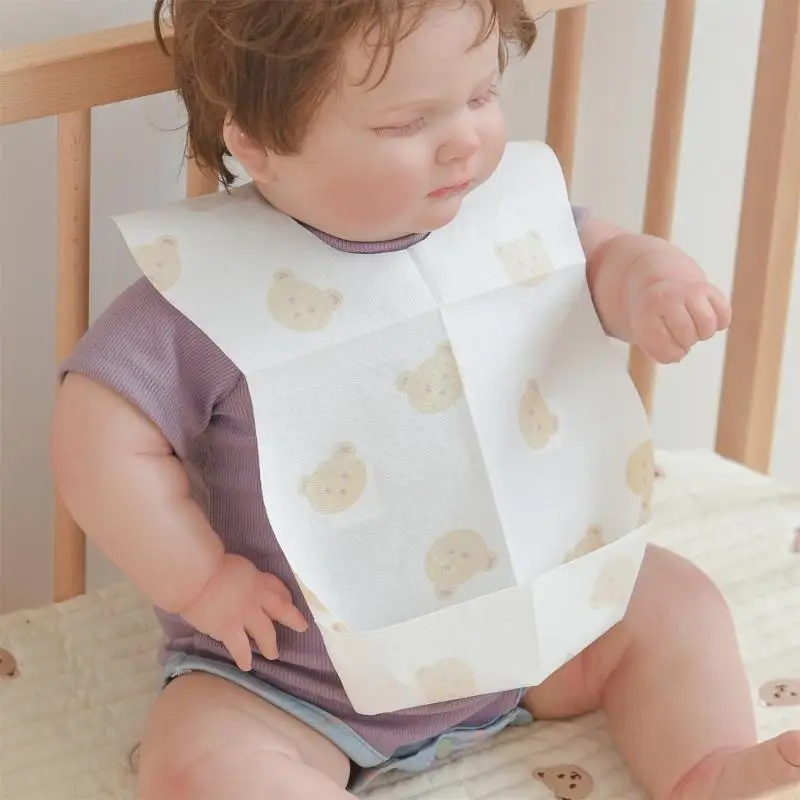 

Q1FE 50-Pack Disposable Bibs Baby Feeding Bibs Saliva Towel for On-The-Go Parents