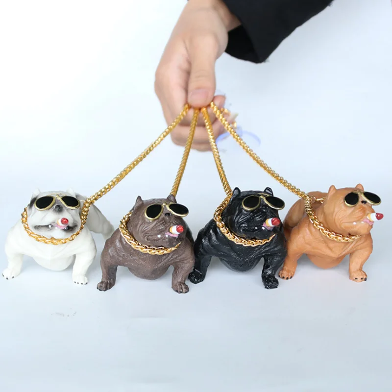 14CM HOT Resin Bully Pitbull Dog Car Interior Decoration Dashboard Ornament Fashion Funny Cute Home Decoration Auto Accessories