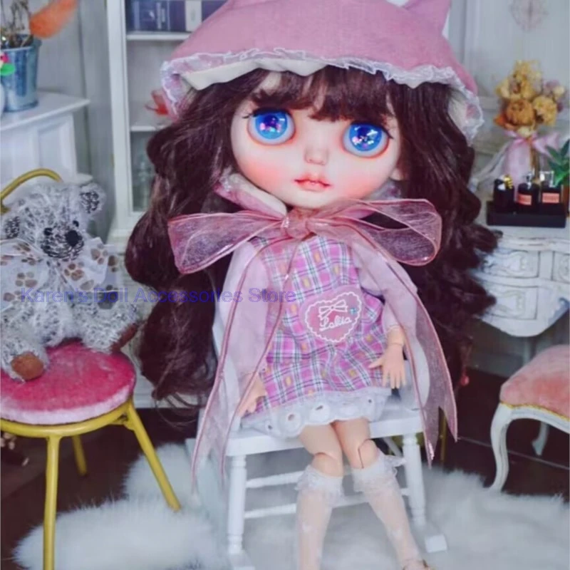 

2 шт. 2026 новый дизайн каваи розовая шапка с кошачьими ушками + юбка трапециевидной формы для Blythe/landoudou (подходит для Lulu,ymy24,Ob22,24,26,zone, Дженни)