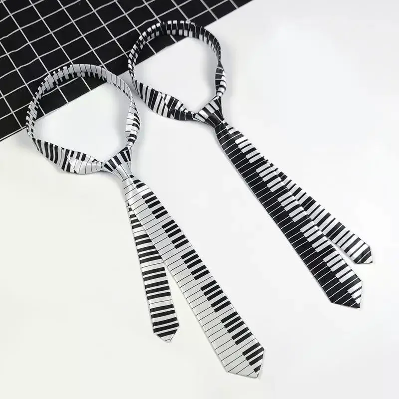 Notes Printed Tie Silky Narrow Neckties Slim Smooth Piano Guitar Necktie Simple Elegant Trendy Unisex Ties Gift Classic Musical