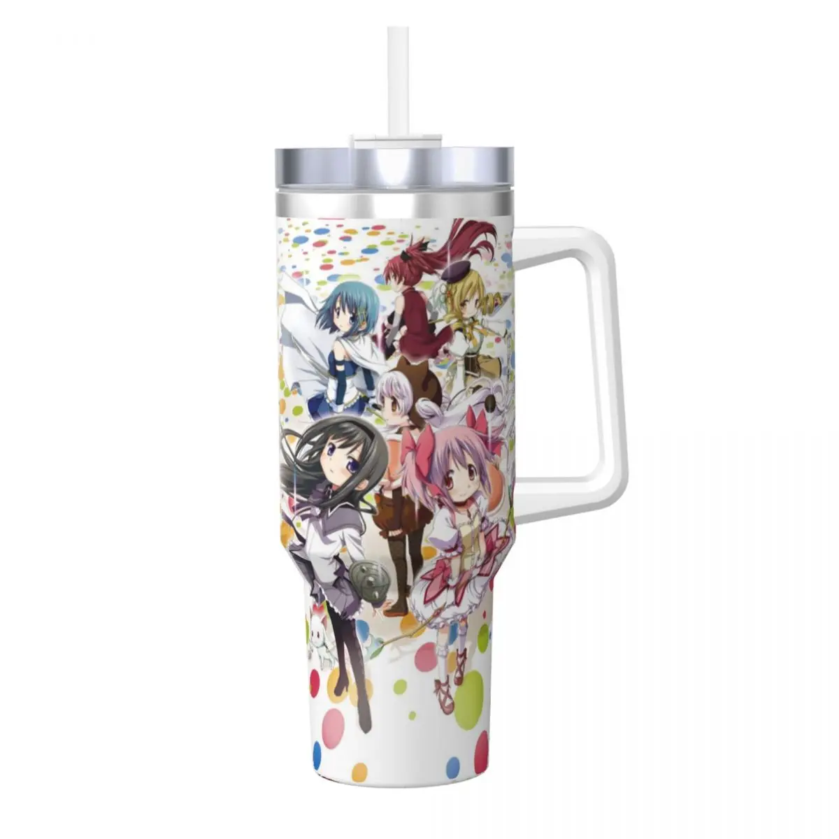 Puella Magi Madoka Magica 40 oz Tumbler with Handle and Straw Lid Stainless Steel Insulated Tumblers Travel