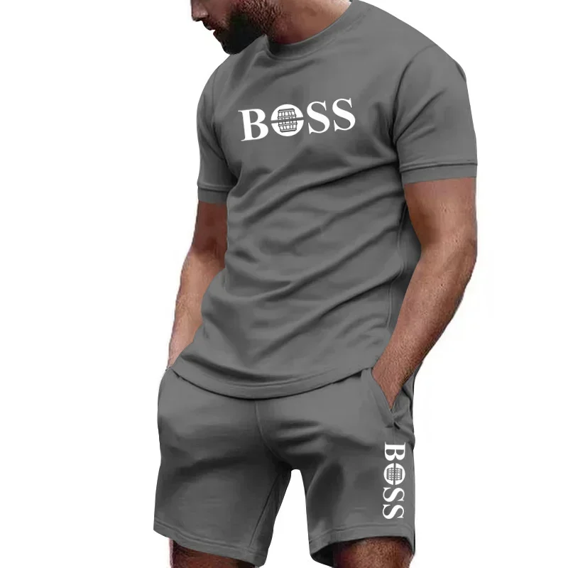 Men's two-piece sportswear short sleeved T-shirt and pants running and fitness sportswear big discount summer 2024