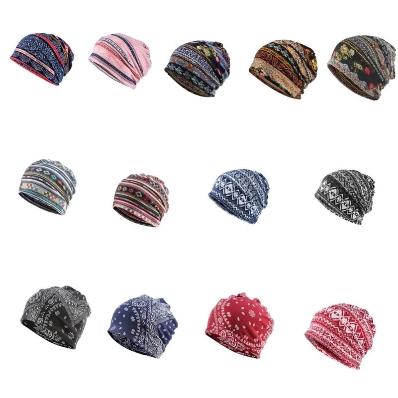 F92D Fashionable Women Lace Headscarf Slouch Turban Hat Soft Polyester Hat