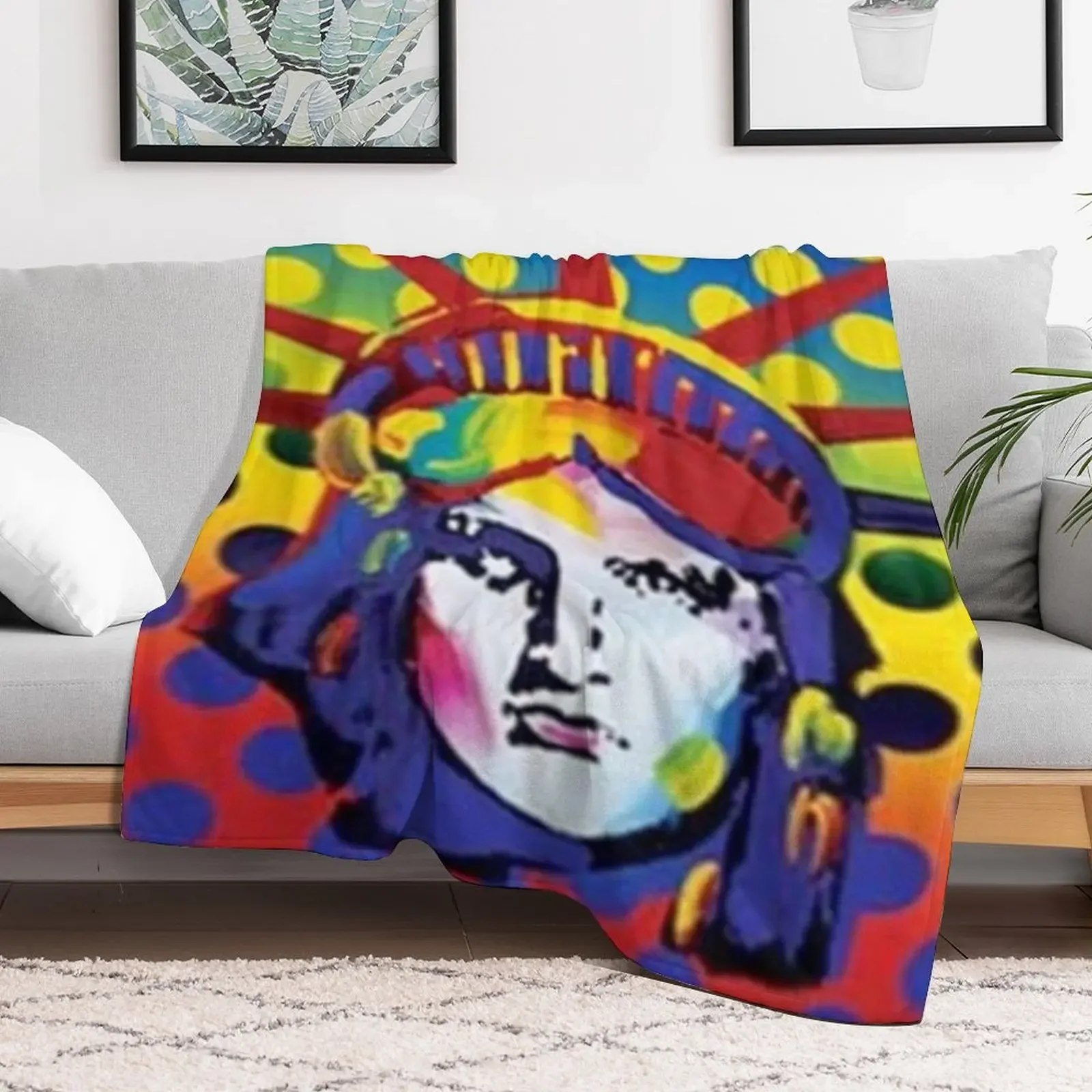 Peter Max Lady Liberty Throw Blanket Long Lasting Soft Plush Blanket for Daily Use