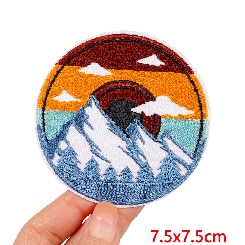 Camping/Adventure Patch Iron On Patches For Clothing Sticker Mountain Hiking Patch Outdoor Embroidery Patches On Clothes Sew DIY