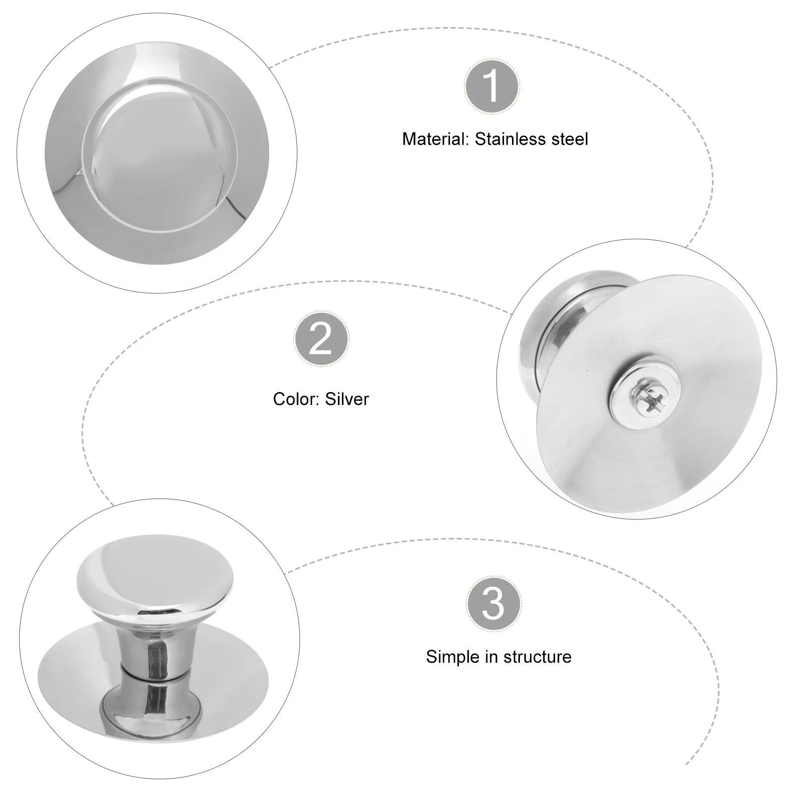 

4pcs Stainless Steel Pot Cover Handle Classic Design Smooth Finish Universal Pan Lid Knob For Kitchen Cookware Replacement