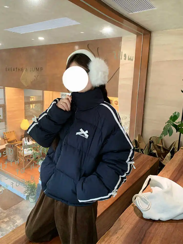 2025 Donne di Inverno Moda Coreana Parka Y2k Cappotto Del Collare Del Basamento Arco Shoujo Outwear Spessore Caldo Giacca Imbottita Alla Moda 2000s College