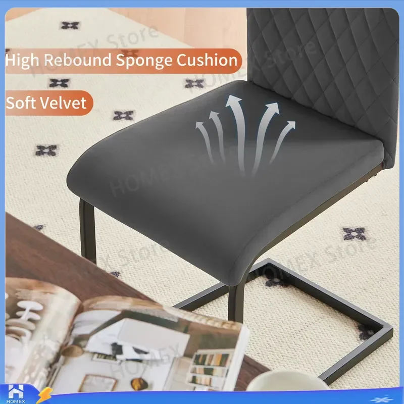 Set of 4 Velvet Dining Chairs High Back Padded Seat Suede Upholstered Modern Kitchen Chair for Dining Room Office Home