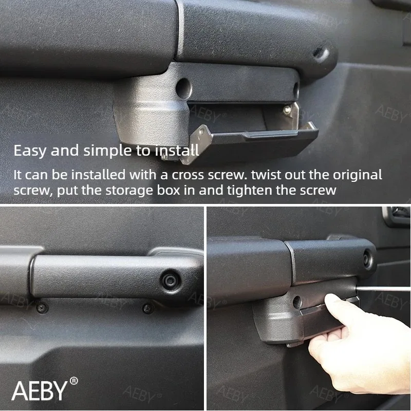 

For Suzuki Jimny 2019-2026 Black side storage box mobile phone storage box,Screw mounted door handle pocket,Accessories