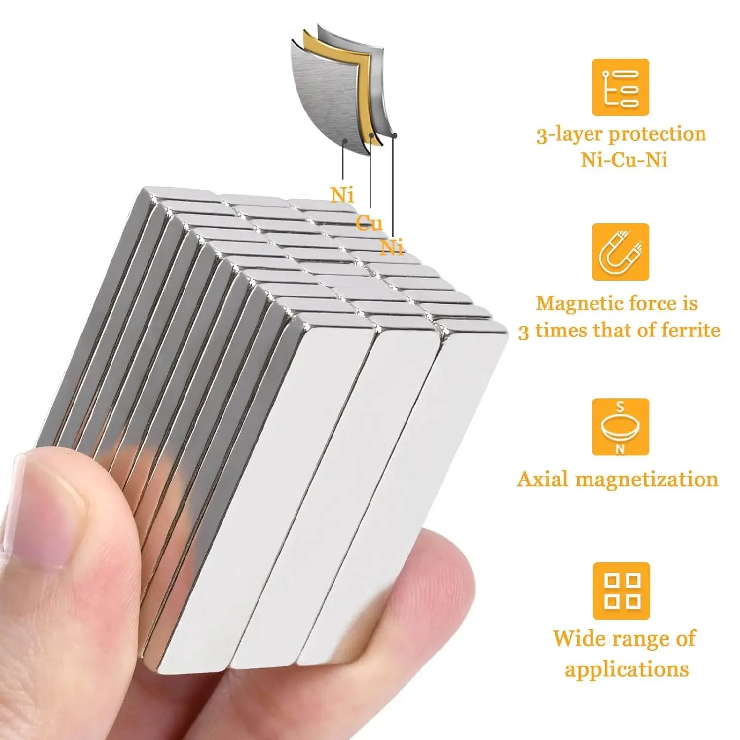 20-200Pcs Super Strong Neodymium Magnets 10/15/20mm X 5/10mm X 3mm N35 NdFeB Block Magnets Square Magnets Refrigerator Stickers