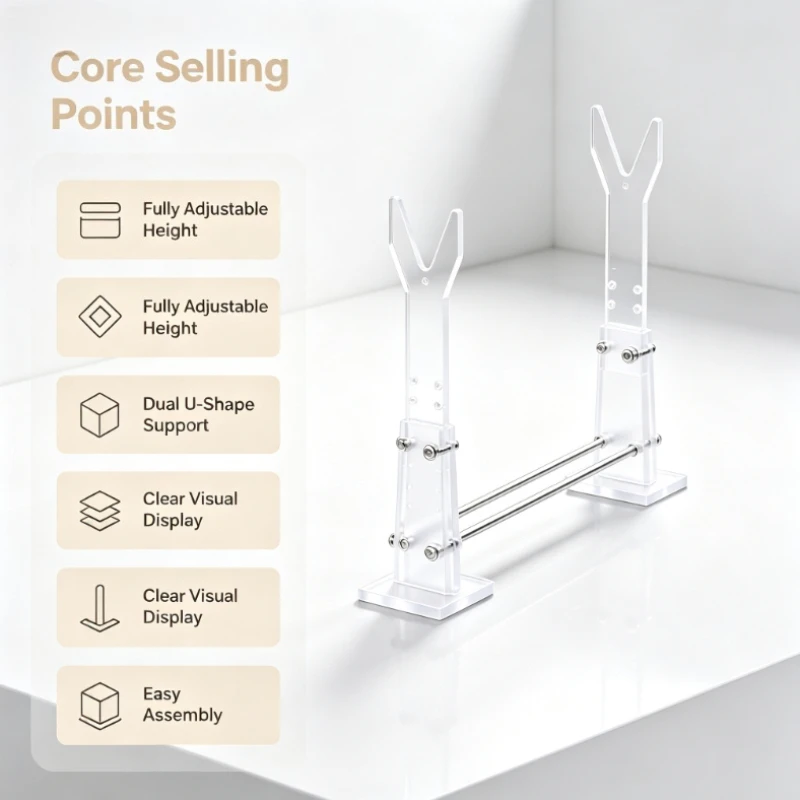 Transparent Acrylic Detachable Display Bracket Stable Desktop Support Stand for Collectible Decor Models
