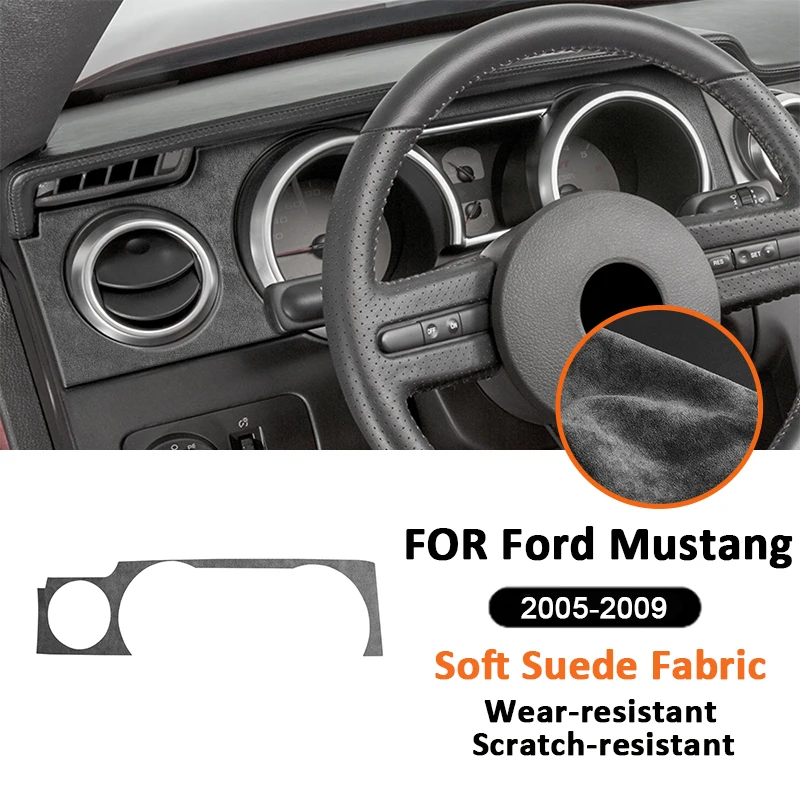 

For Ford Mustang 2005-2009 Soft Suede Fabic Car Instrument Screen Panel Left Air Outlet Trim Frame Interior Decoration Sticker