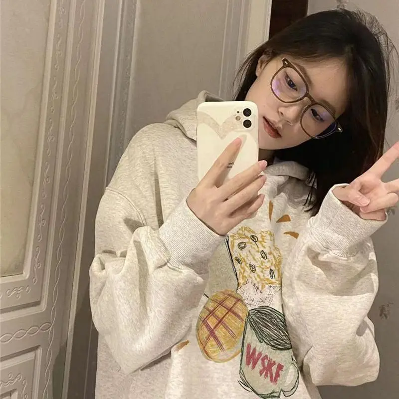 بلوزة من الصوف مع قبعة ملابس الربيع النسائية الخريف خمر الأوروبية الأمريكية المتخصصة الجمالية جيوب كبيرة Y2K دائم جميل