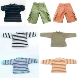 1/ 6 Bjd Doll Clothes Doll Stripe Long Sleeve T-Shirt Overalls Denim Shorts Suits For 1/6, Yosd, 30cm Sd Doll Accessories Toy