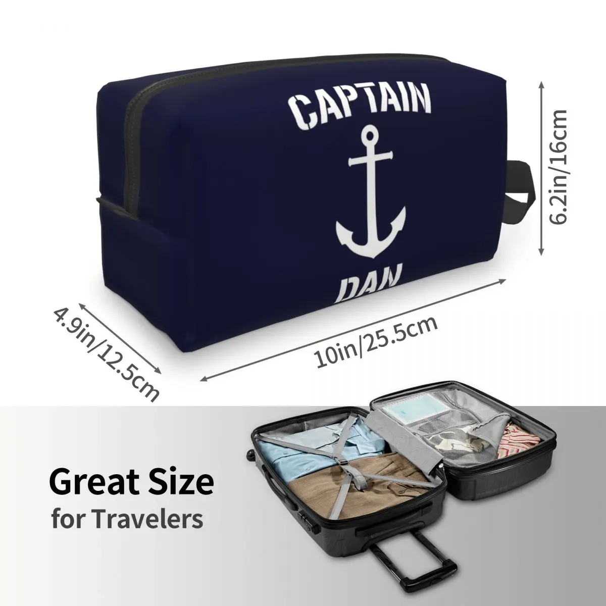 Nautical Captain Anchor Makeup Bag Cosmetic Organizer Storage Dopp Kit Toiletry Cosmetic Bag for Women Beauty Travel