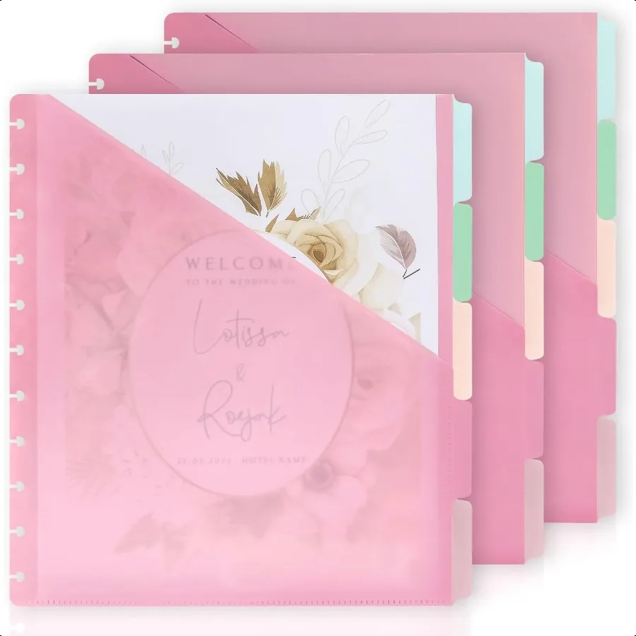 

15Pcs Letter Size Discbound Pocket Dividers With Tabs and Folders 8.5 x 11 Plastic Binder Dividers for Office plies