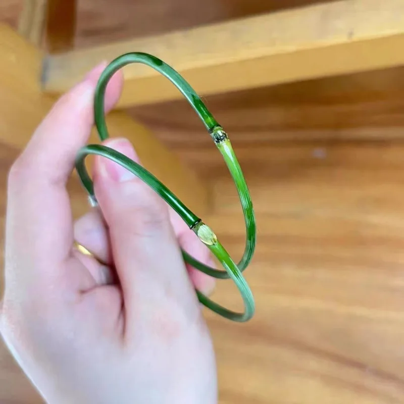 20mm Leaf Bracelet, Snake Green Bamboo, Chinese Style, Unique Design, Tianshan