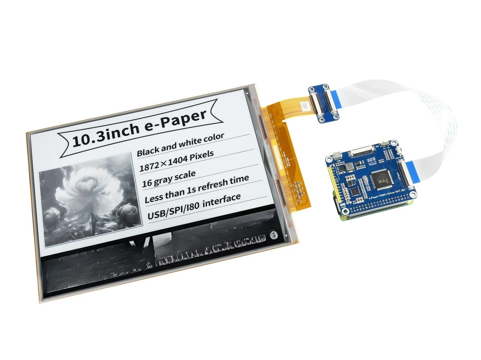 For 10.3inch E-lnk Display e-Paper Hat for RPI 1872×1404 USB/SPI/I80/I2C