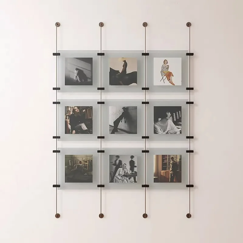 Acrylic metal pole hanging painting living room designer model exhibition hall model room publicity column cultural wall mural