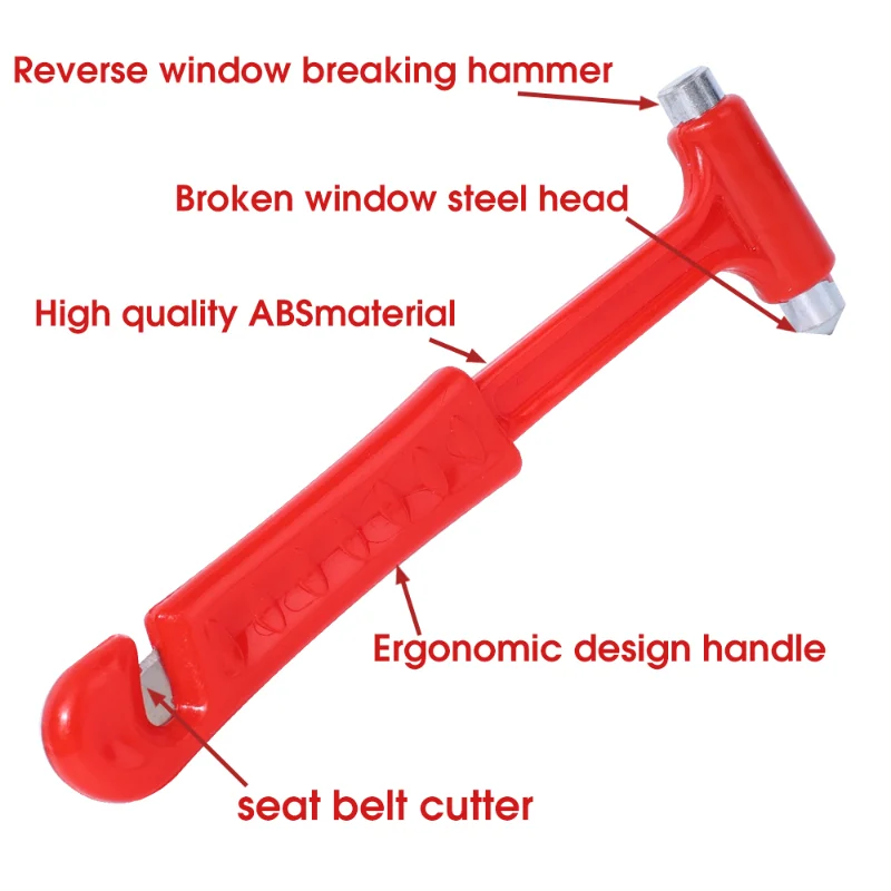 3 In 1 Car Safety Hammer Window Breaker Escape Emergency Universal Cars Buses Trucks Glass Breaking Seat Belt Cutter Tools