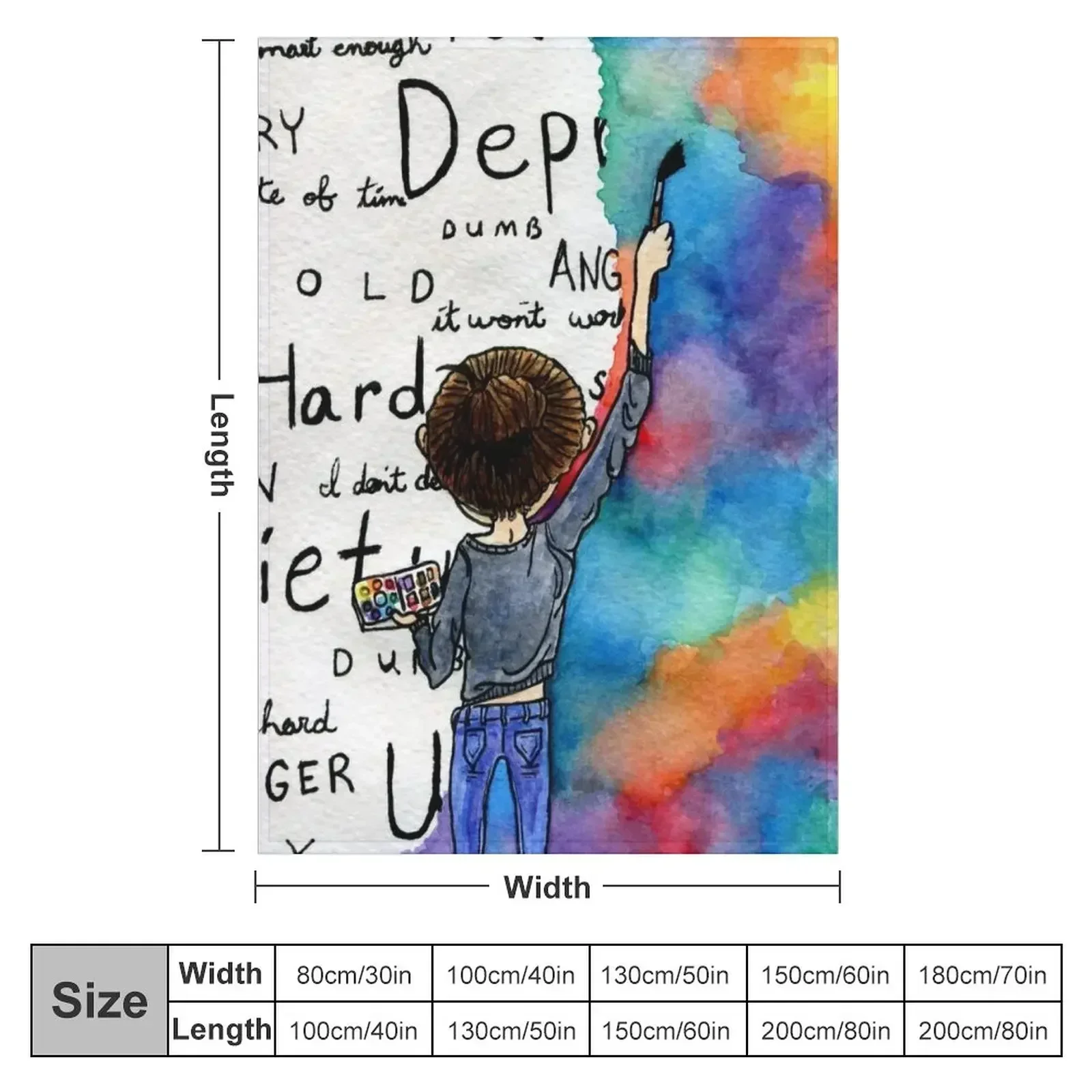 Always Keep Fighting Watercolor Painting (2015) REVAMP Throw Blanket couch cozy soft plush fuzzy picnic outdoor blanket
