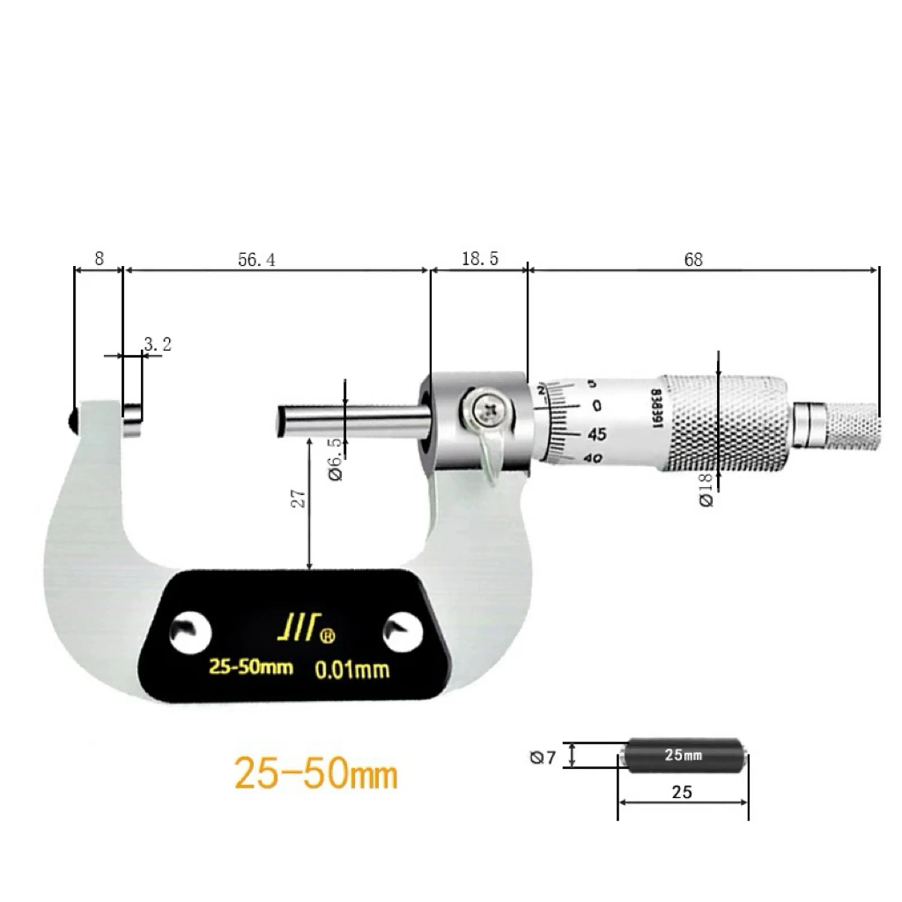 Micrômetro digital de 0-25-50-75 mm, pontas de carboneto de aço endurecido de precisão de 0,01 mm, paquímetro externo com caixa para usinagem