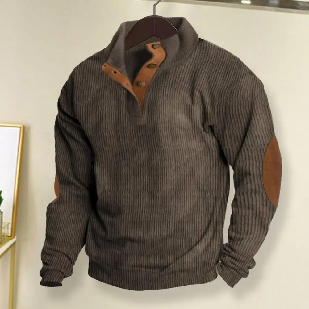 Sweat-shirt Confortable à Manches sulfpour Homme, Patchwork Assressenti, Col Boutonné, Doux, Pull pour l'Automne et le Printemps