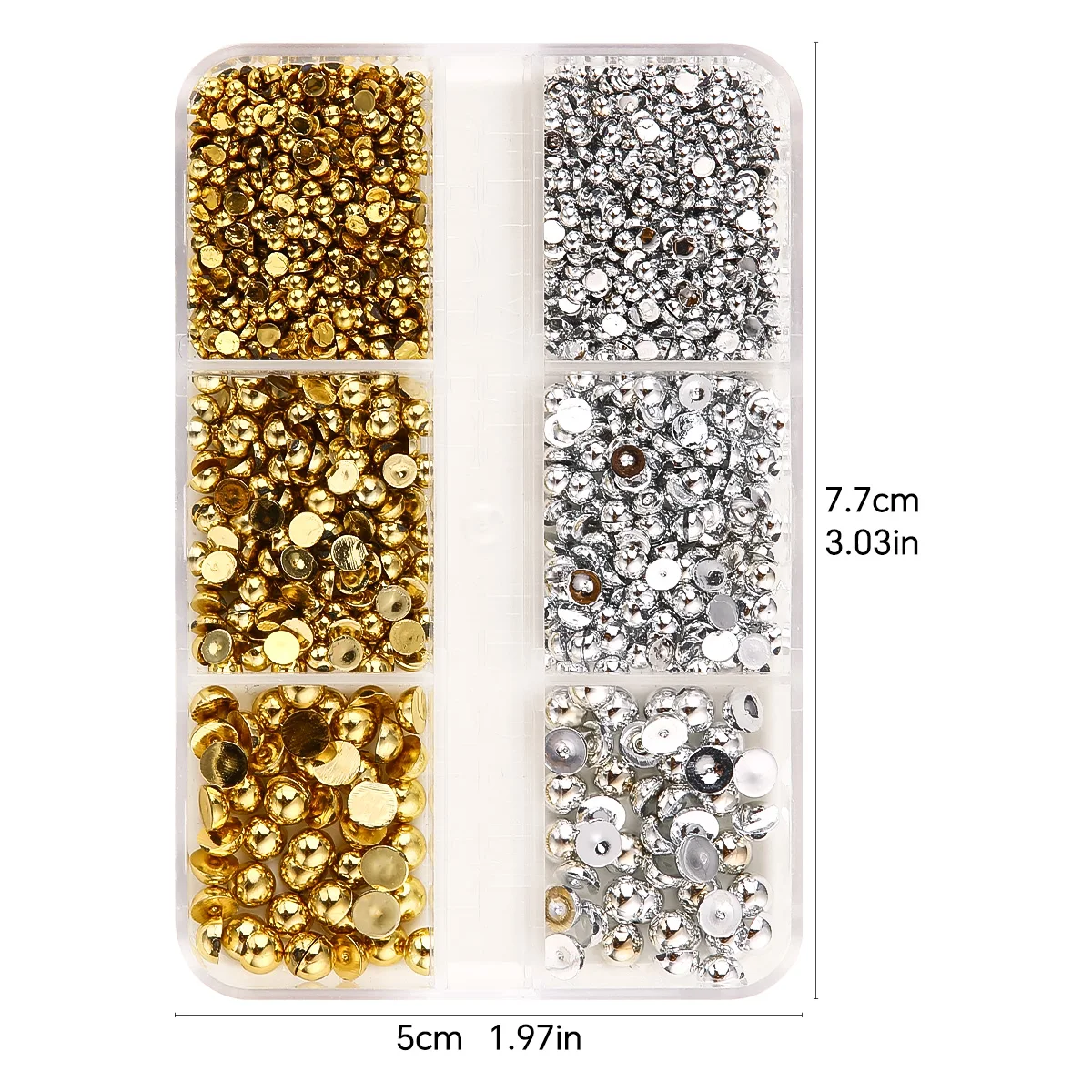 6 Roosters Goud/Zilver Platte Halve Ronde Parel Gemengde Type Flatback Parels Sieraad Nail Art 2Mm-12Mm Abs Kralen Voor Diy Accessoires