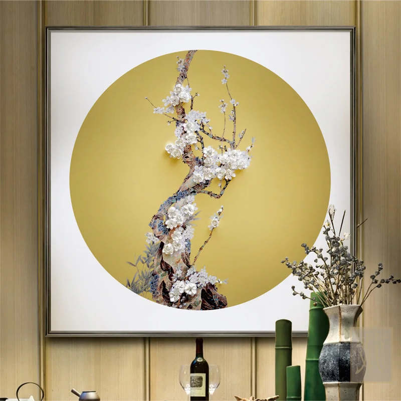 decoration painting, modern light luxury, new Chinese style, high-end living room art, hanging paintings, sofa backgrou
