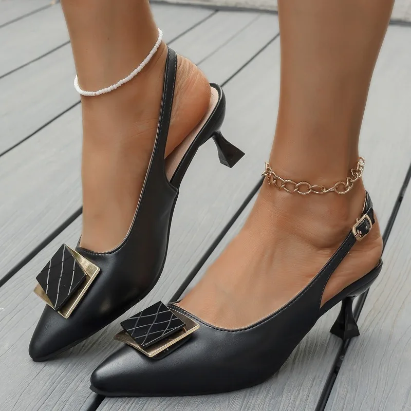 2025年ブランドレディースシューズ ファッション スリングバック ハイヒール 夏 ポインテッドトゥ ドレスパンプス レディース エレガント 細ヒール サンダル