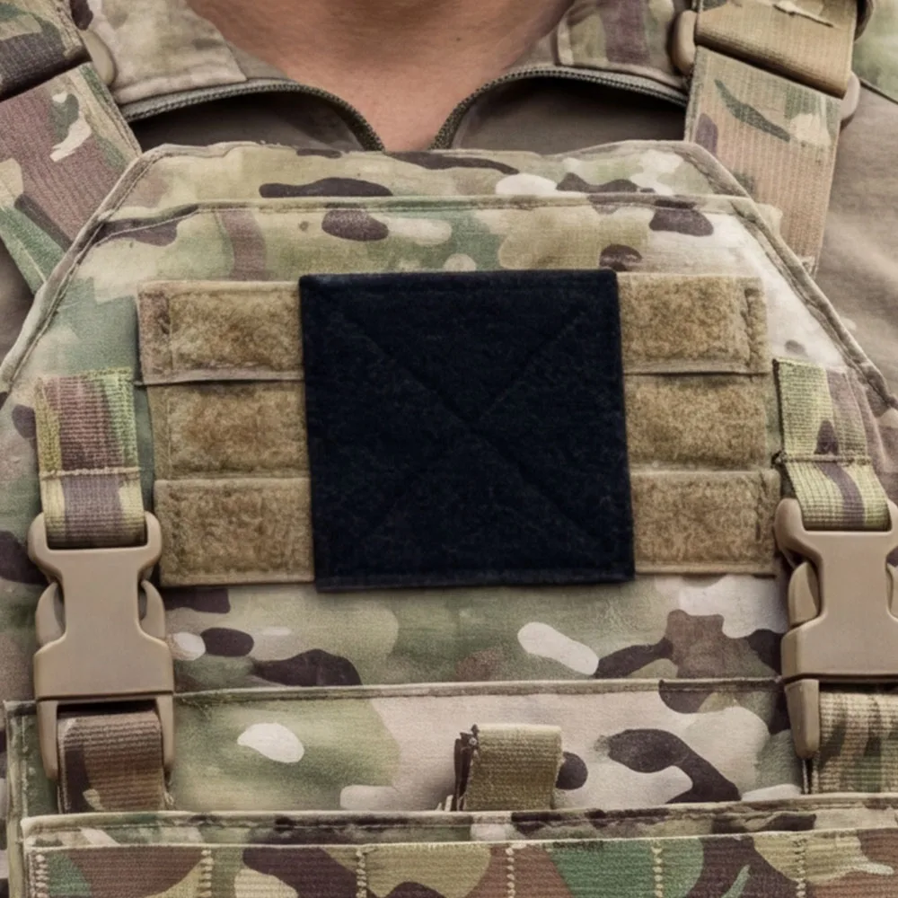 Tactical Patch Panel Hook Loop Base 10x11cm Molle Patch Holder with Webbing Straps for Vest Belt Backpack Hunting Airsoft Gear