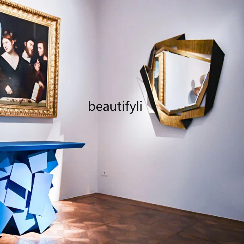 Modern light luxury irregular decorative mirror simple creative special-shaped soft decoration exhibition hall enigma mirror