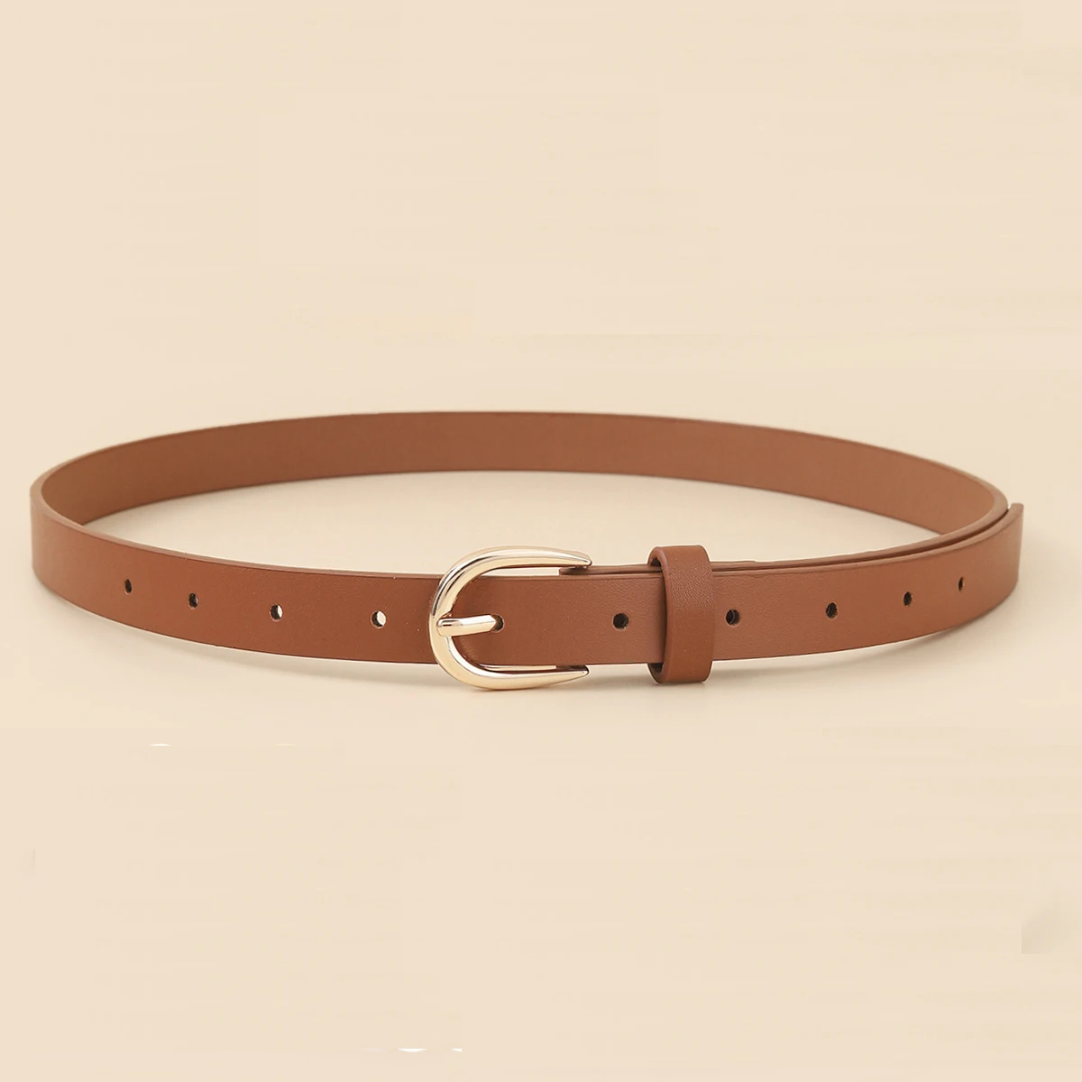 4pcs Women Skinny PU Leather Belt Thin Waist Belt with Metal Buckle for Pants Jeans Dresses