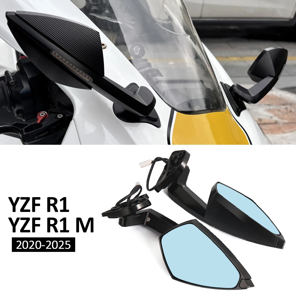 

Motorcycle Rearview Mirror Rear View Side Mirror with LED Turn Signal Light for Yamaha YZF R1 M YZFR1 YZF-R1 2020-2025