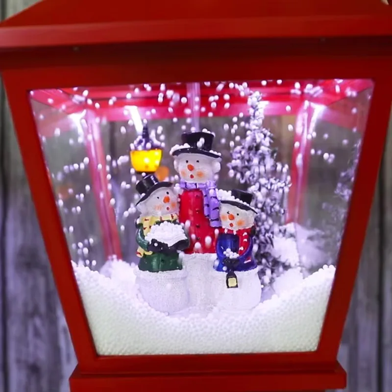 LED Christmas pillar lights, snowflake + music effects, outdoor garden, home holiday decoration