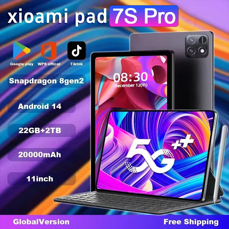 

2025 Новый оригинальный планшет Pad 7S Pro 22 ГБ + 2 ТБ Snapdragon 8 Gen 2 Android 14 5G Dual SIM 11 дюймов HD 4K WiFi GPS Планшетный ПК