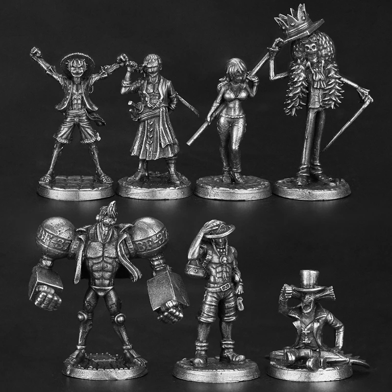 Cupronickel Metal One Piece Monkey D Luffy Model żołnierza Zabawki Figurki akcji Pulpit Statyczna ozdoba Akcesoria Gra Piece
