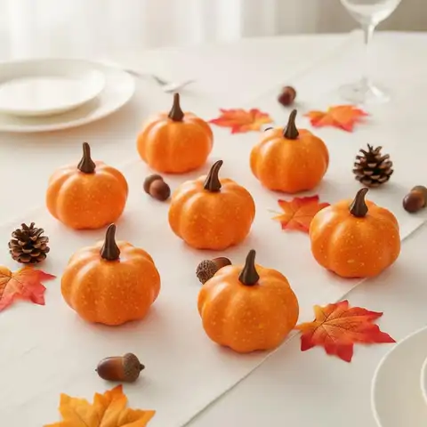 8 Pieces Carved Pumpkin Prop Fall Artificial Pumpkins Autumn for Table Displays